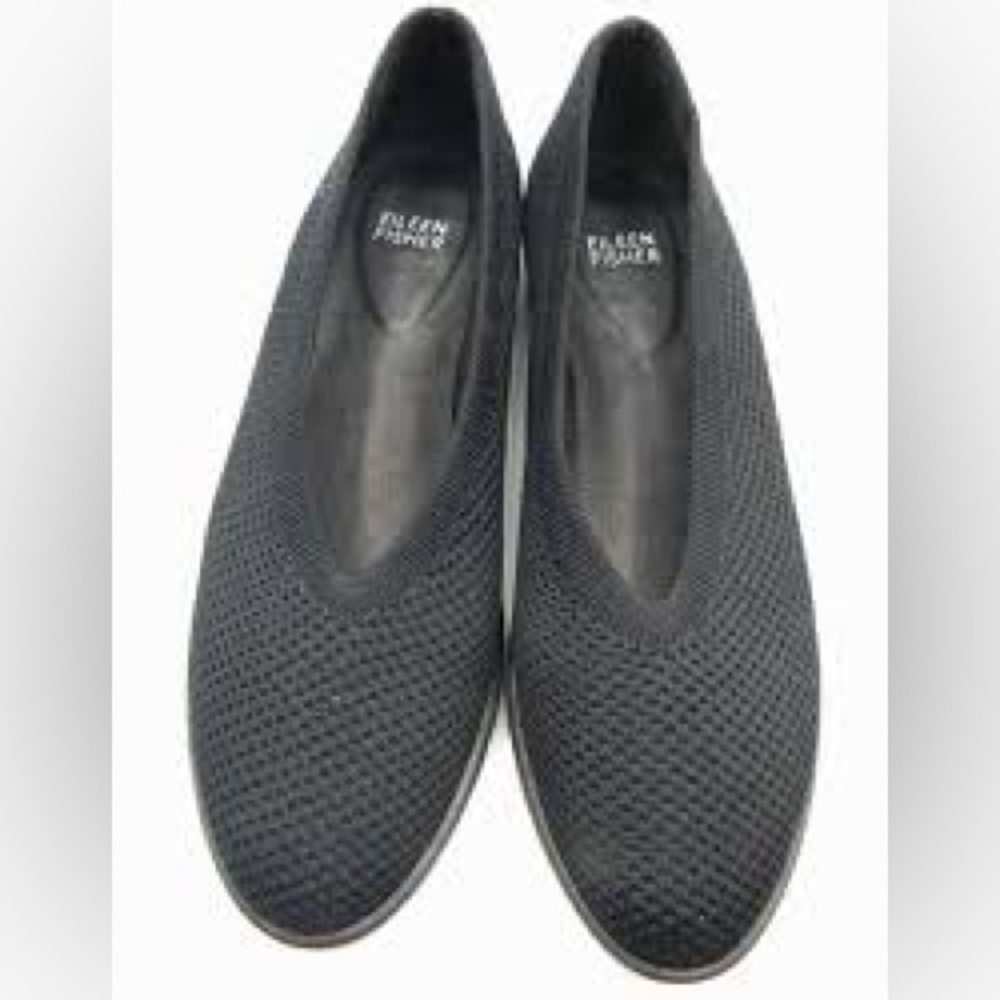 Eileen Fisher SEAM-SE Stretch Hidden Wedge Slip-On Flats, Black Size 7M, Elegant - Picture 1 of 3